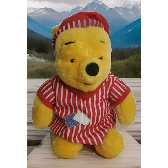 1998 Mattel Winnie the Pooh Bear Only Plush Sleep Sleepover Pajama Fun - Picture 1 of 12